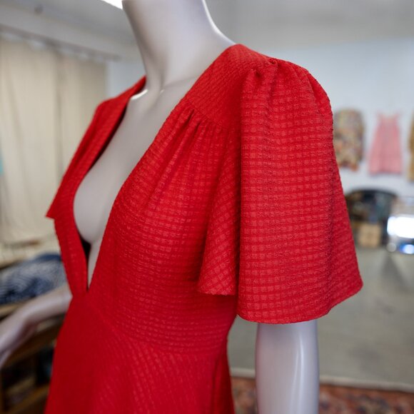 Fame and Partners Red Textured Maxi Dress – Size 6 – 1930s-Inspired Glam… - Picture 5 of 17